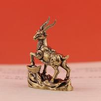 Vintage Brass Lucky Zodiac Animal Stepping Treasure Antelope Statue Desktop Home Ornament Decoration 1pc