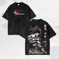 Vintage Washed Shirt Retro Mood Illustration Summer Men's and Women's Washed T-shirt Top S