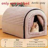 Pet House Winter Insulated Dog Den With Removable Cover For Cold Seasons M pilka spalva