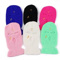 Men's Winter Sports Balaclava Full Face Motorcycle Ski Mask 3 Holes Windproof Knitted Hat Custom Embroidery Warm Hat for Skiing juoda