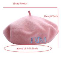 Lovely Baby Pink and Blue Tone Gamma Phi Beta Symbol LOGO Design Promotional Winter Paraphernalia Greek GPD 1943 Soror Hat Beret One Size rožinė