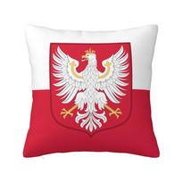 Custom Polska Polish Coat Of Arms Eagle Throw Pillow Case Poland Flag Modern Cushion Cover Velvet Pillowcase Peach skin 18*18(CM)-1Pcs