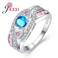 Big Promotion Colorful CZ 925 Silver Rings Size 6 7 8 9 10 11 12 13 For Women Fashion Jewelry Party Gift 6 mėlyna