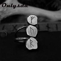 Gothic Stainless Steel Odin Norse Viking Amulet Rune Men Ring Fashion Words Retro Jewelry 7