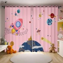 Animacinis Visatos Užuolaidos Astronautas Kosminis Laivas Raketa Mėnulis Ateivis Vaikų Kambarys Vaikų Miegamasis 3D Spausdinimo Užuolaidos 2 VNT. W50xH130(CM)x2PCS&Grommet Top