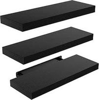 Amazon Basics“ prie sienos tvirtinamos medinės lentynos, 3 vnt. rinkinys, juodos