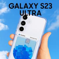 Skaidrus silikoninis dėklas su kortelių skyriumi, apsaugotas nuo pageltimo, skirtas Galaxy S23 Ultra – Pilnai dengiantis, su oro pagalvėlių apsauga