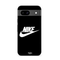 Phone case - MANIACASE - Google Pixel 8a - TPU Silicone - Black - White Nike logo juoda