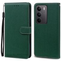 Skirta Realme 14X 5G dėklas Atsparus smūgiams odinis viršelis Realme 14X 5G atverčiamas piniginės dėklas Skirta Realme 14X dėklas Coque Fundas Korpusas For Realme 14X 5G tamsiai žalia spalva