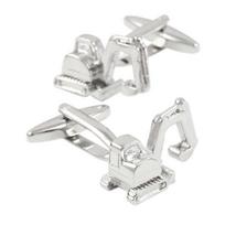 1 Pair Excavator Shape Cufflinks Man's Shirt Studs Silver Plated for Business Wedding Party