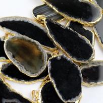 60*40mm Irregular Agate Geode Handmade Plated Gold Edged Druzy Agate Pendant DIY Jewelry Making Polished Crystal Slice Yoga juoda