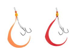 JACKALL Ranbu Bing Switch Spare Rubber Hook Set #10/#10 Orange #10/#10 raudona