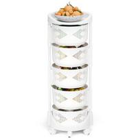 Kitchen Storage Cart 5 Tier Circular Rotating Basket Large Storage Rack with 360 Degree Wheels Fruit Vegetable Shelf Rotatable Basket Five Layers balta
