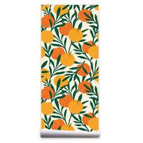 Apelsinų žievelės ir kotelių tapetai Virtuvės vaisių viniliniai lipnūs tapetai Boho Sienų apmušalai Vonios kambario kontaktinis popierius Vaikams 40x100cm orange
