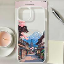 Japan Anime Mount Fuji Street Scenery Phone Case For iPhone 17 Pro 16 15 14 13 12 11 XR XS MAX 7 8Plus Clear Hard Cover Fundas iPhone XS Max