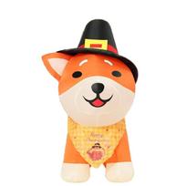 COMIN 4 FT Tall Thanksgiving Inflatables Shiba Inu Dog Hat Scarf Built-in LEDs Full Season Indoor Outdoor Decoration Parties 13*13*25 oranžinė