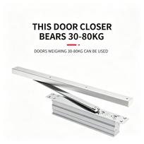 Paslėptas hidraulinis durų pritraukėjas, CE priešgaisrinis apvalus aliuminio EN3 40-75 kg, įvairių spalvų viešbučio priešgaisrinėms durims (Silver,Aluminum alloy&Circle) sidabras