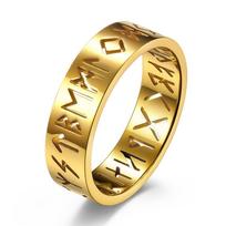 Norse Text Hollow Titanium Steel Ring Rune Man And Woman Marriage Proposal Simple Hand Jewelry 6 auksas