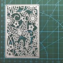1pc Butterfly Design Craft Metal Cutting Dies, Rectangular Butterfly Flower Embossed Metal Idie Cuts, Scrapbooking Cutting dies gray