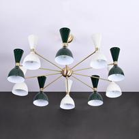 Elegant Pendant Modern Stilnovo Style Mid Century Brass Sputnik Diabolo Ceiling Chandelier Light 20 Lights 10 Arms auksinė
