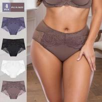 4 vnt. Moteriškos Seksualios Didelio Dydžio Nėriniais Kelnaitės Patogios Kvėpuojančios Prancūziškos Kelnaitės 0Xl-5Xl-88709-1 0XL įvairiaspalvis