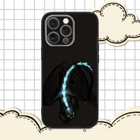 Animacinis T-Toothless dėklas telefonui iPhone 16e,16,15,14,13,12,11,Pro,X,XS,Max,XR,Plus,Mini Minkštas juodas dangtelis iPhone13mini