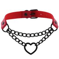 Role Play Vintage Heart Necklace Choker With Chain Goth Collar For Girls Grunge Punk Cute Kawaii Egirl Cosplay Chocker Harajuku black