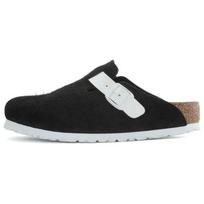 Birkenstock Boston Minkštas Patogus Storas Padų Sagtis Detalė Atsparus Dilimui Neslystantis Uždengtas Pirštų Šlepetės Unisex šlepetės Juoda Balta 1025937 37