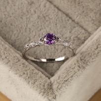 Light Luxury Style Amethyst Zirconia Women's Ring in Europe and America Simple Fashion Gem Temperament Ring 6