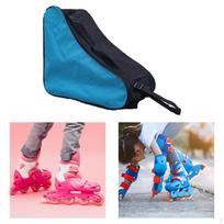 Kids Roller Skate Bag, Carry Bag with Adjustable Shoulder Strap, Ice Skating Shoes mėlyna