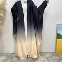 Vidurio Rytų Dubajaus mados musulmonų šikšnosparnio rankovių megztinis laisvas gradiento chalatas S pilka