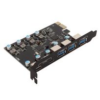 PCI Express adapterio kortelė USB3.1 didelės spartos 5Gbps 5 prievadai Išorinis PCIe tinklo adapteris, skirtas Windows black