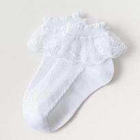 Kvėpuojantis medvilninis nėrinis raukinys Princesės tinklinės kojinės vaikams, trumpos kojinės, baltos, rožinės, mergaitėms 0-2 years old balta