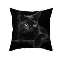 Animacinis juodas katinas su persiko odos raštu gyvūno pagalvės užvalkalas namų pagalvės užvalkalas 45 * 45Cm (without pillow core)