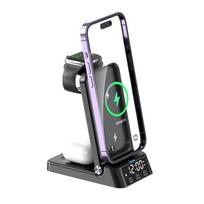 100 W 4 viename belaidžio įkroviklio stovas, sulankstomas, skirtas iPhone 14 13 12 11 Samsung Galaxy Apple Watch 7/6 greito įkrovimo doko stočiai juoda