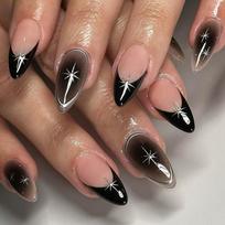 Pack Of 24 Gothic Punk Press On Nails With Coffee Floral Design Durability Plastic False Nails For Women Daily Wear Party 1