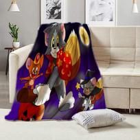 Jerry and Tom Blanket Anime Flannel Blanket Bed Throw Soft Cartoon Printed Bedspread Sofa Blankets Home Decor 75x90cm