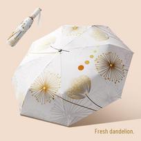 NANQIAO Dandelion Black Glue Folding Umbrella kiaulpienė