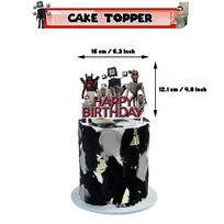 Yl-hp-113 Skibidi Toilet Horror Birthday Party Decor Paper Flag Cake Topper Balloons And More! Cake Topper