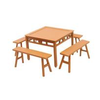 1 Set Miniature Dining Table Bench Vintage Mini Square Table Long Bench Model Toy DIY 1/12 Dollhouse Furniture Decoration Accessories S