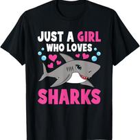 Just A Girl Who Loves Sharks Ocean Animal Cute Shark Kids T-Shirt S juoda