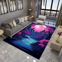 Japanese Cherry Blossom Mount Fuji 3D Area Rug for Kids Bedroom Living Room Sofa Doormat Large Floor Mat Home Decor Gift 60x90cm(23x35in)
