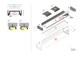 LED juostos paviršinis profilis SURFACE14.V2 Anoduotas aliuminis 3m