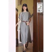 Elegant Cotton Blend A-Line Midi Dress XL viržių pilka spalva