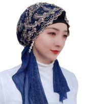 Islamic Muslim Woman Solid Lace Instant Hijab Bonnet Turban Breathable Eco-Friendly All Seasons Head Wrap for Ladies Free size juoda