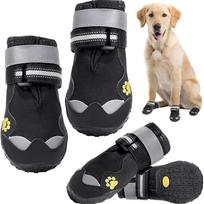 Promotion Luxury Large Medium Dog Shoes Waterproof Reflective Solid Pattern Snow Boots Outdoor Dog Paw Protector (Black,S) juoda