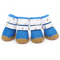 4 vnt./rinkinys Kvėpuojantys šunų batai Mieli neslystantys šunų batai Minkštos saldainių spalvos šunų batai Tinklelio Pug gaminiai (Blue,S) mėlyna