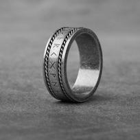 Letter Rune words Odin Norse Viking Chain Rings 316L Stainless Steel Fashion For Men Women Jewelry Couple Gift 7&US SIZE