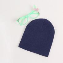 Kūdikių Beanie Skrybėlė berniukams Mergaitėms Minkšta kepurė vaikams Žiemai Šilta Vaikiška megzta kepurė tamsiai mėlyna