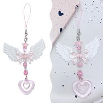 Lovely Wings Bow Heart Mobilus dirželis Telefono pakabukas Mergaitėms Moterims Mados Saldūs Raktų Pakabukai Krepšiai Dekoratyviniai Priedai Dovanos onesize